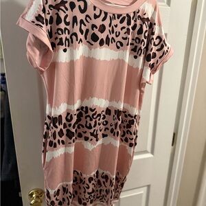 SHEIN Pink and Black Leopard Print Top